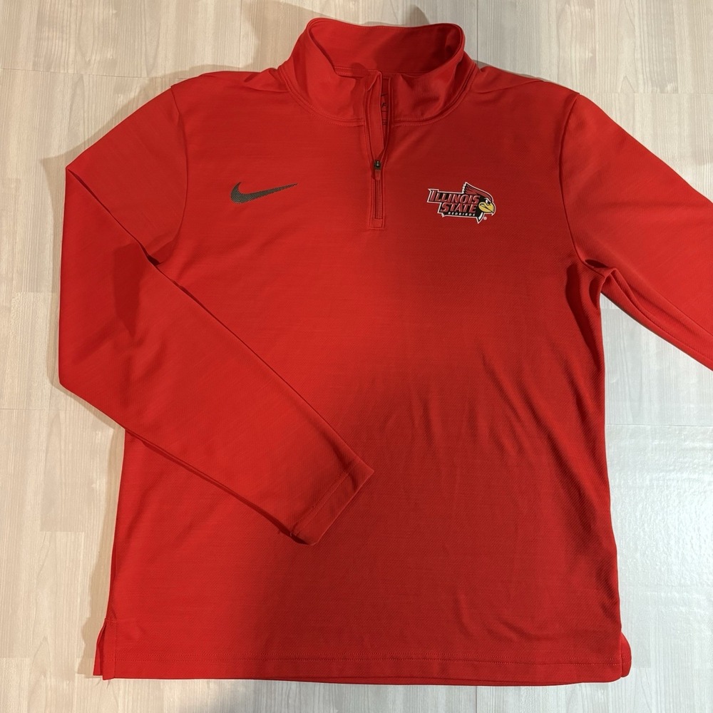 Nike Illinois State Red birds Softball 1/4 Zip Pullover Shirt Mens M Red